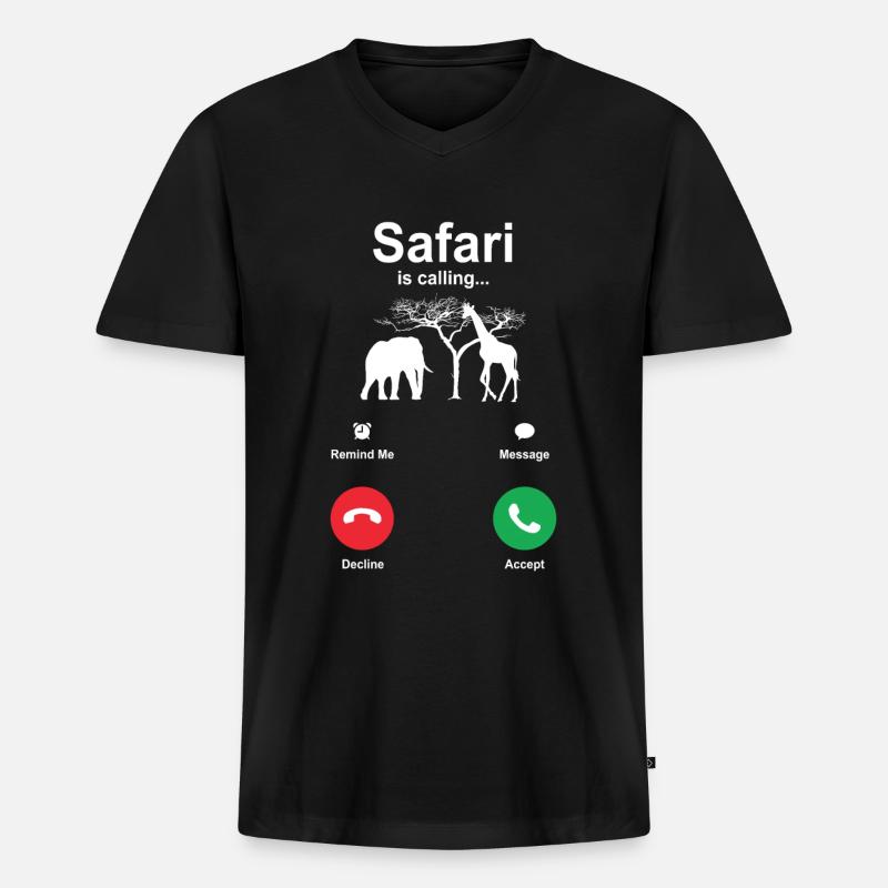 Safari - Männer Premium Bio T-Shirt mit V-Ausschnitt - Schwarz