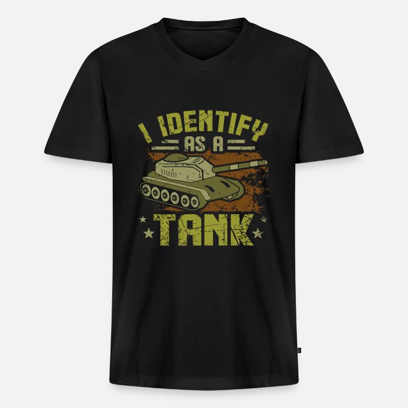 Panzer Tank - Männer Premium Bio T-Shirt mit V-Ausschnitt - Schwarz