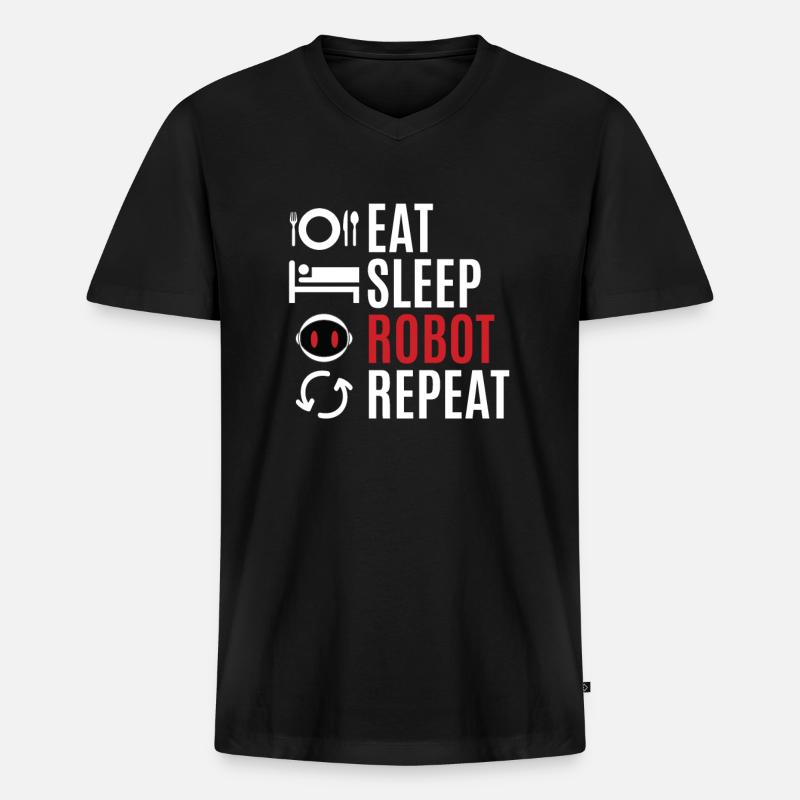 Roboter - Männer Premium Bio T-Shirt mit V-Ausschnitt - Schwarz