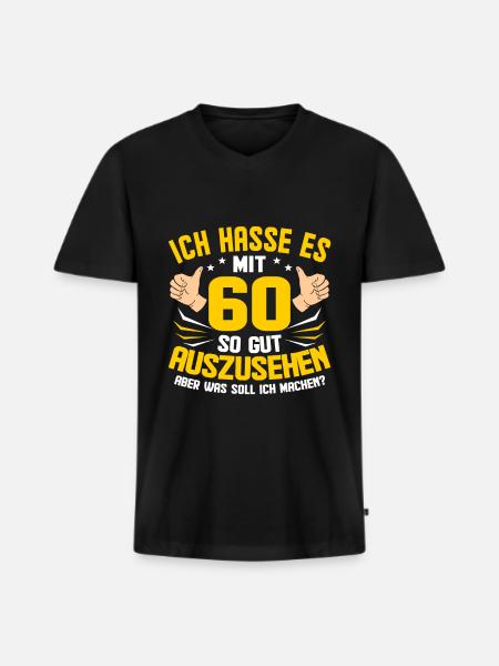 60th birthday - Men's Premium Organic T-shirt with V-neck - black