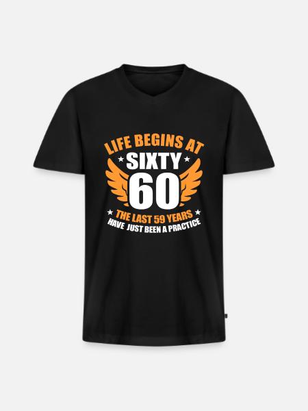 60th birthday - Men's Premium Organic T-shirt with V-neck - black