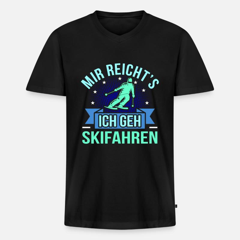 Ski - Männer Premium Bio T-Shirt mit V-Ausschnitt - Schwarz
