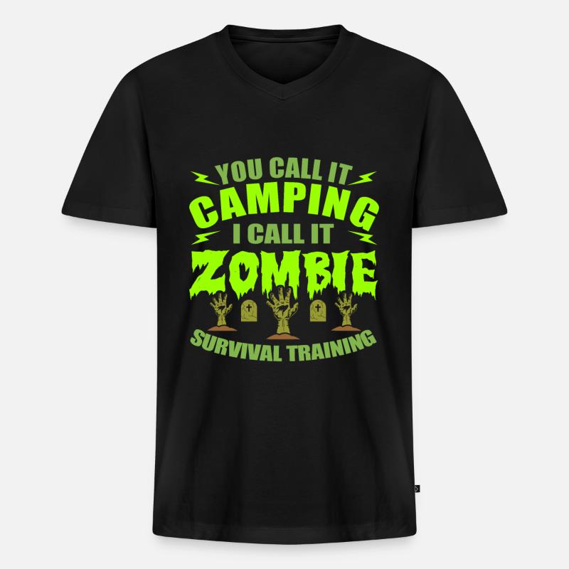 Zombie - Männer Premium Bio T-Shirt mit V-Ausschnitt - Schwarz