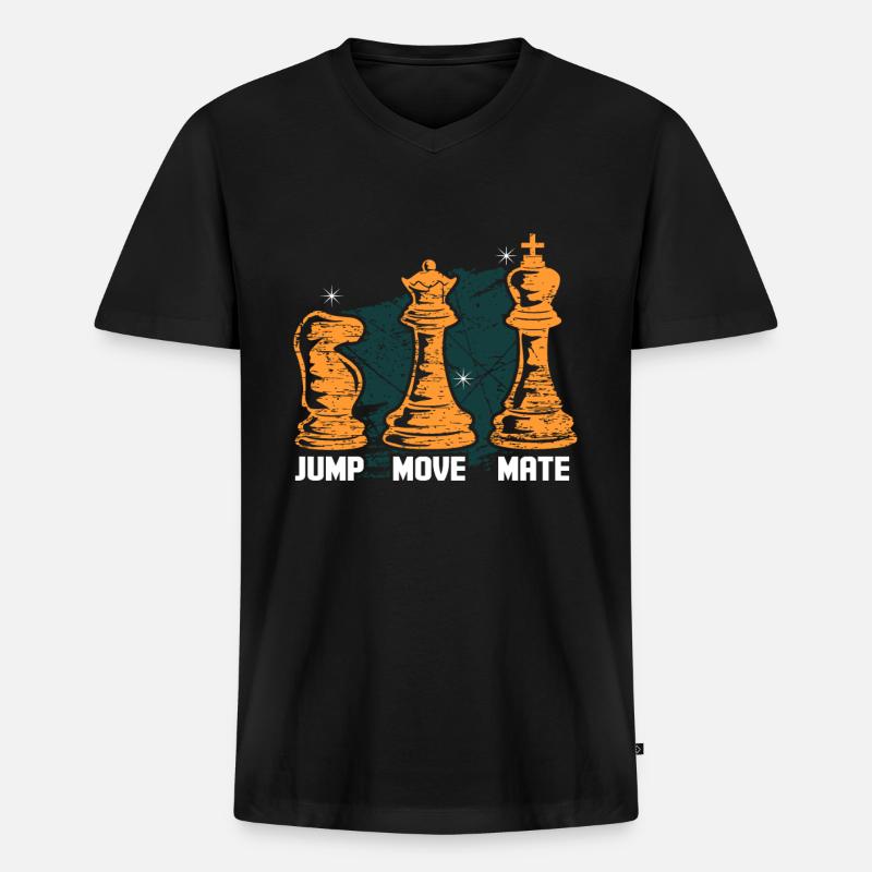 Schach - Männer Premium Bio T-Shirt mit V-Ausschnitt - Schwarz