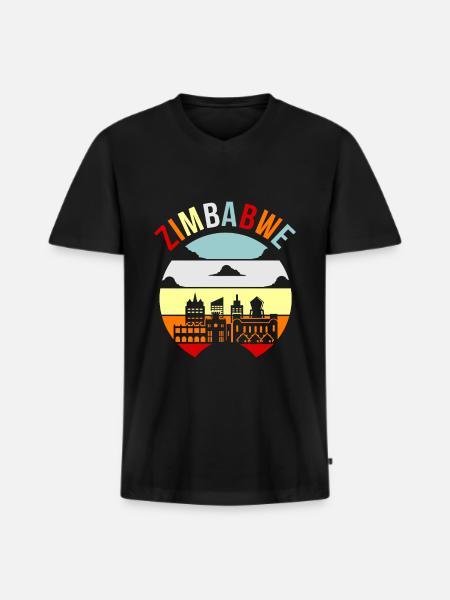 Zimbabwe - Men's Premium Organic T-shirt with V-neck - black