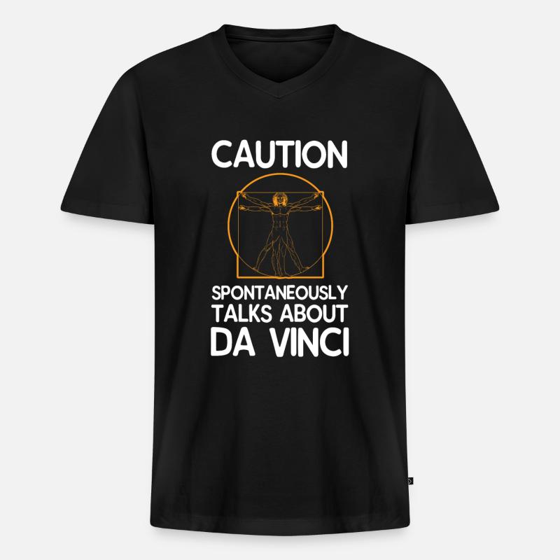 Leonardo da Vinci - Männer Premium Bio T-Shirt mit V-Ausschnitt - Schwarz