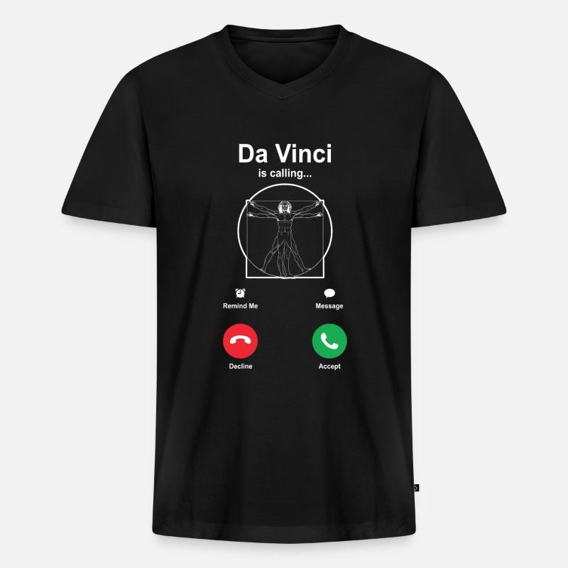 Leonardo da Vinci - Männer Premium Bio T-Shirt mit V-Ausschnitt - Schwarz