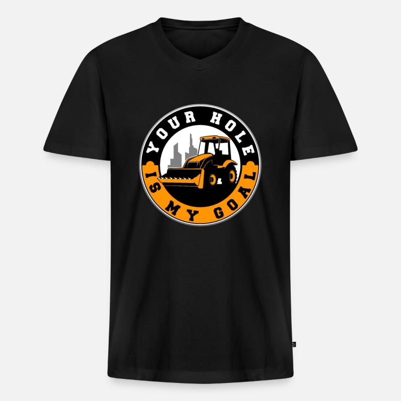 Bagger - Männer Premium Bio T-Shirt mit V-Ausschnitt - Schwarz