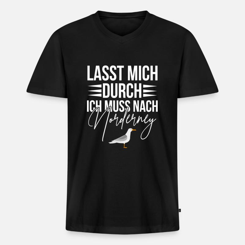 Norderney - Männer Premium Bio T-Shirt mit V-Ausschnitt - Schwarz