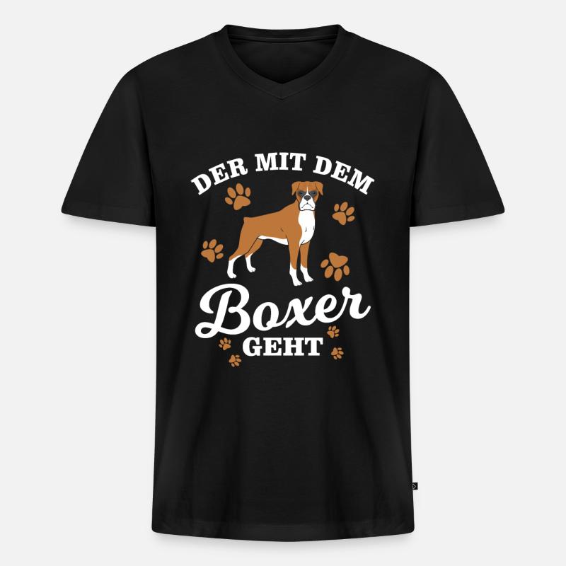 Boxer Hunderasse - Männer Premium Bio T-Shirt mit V-Ausschnitt - Schwarz