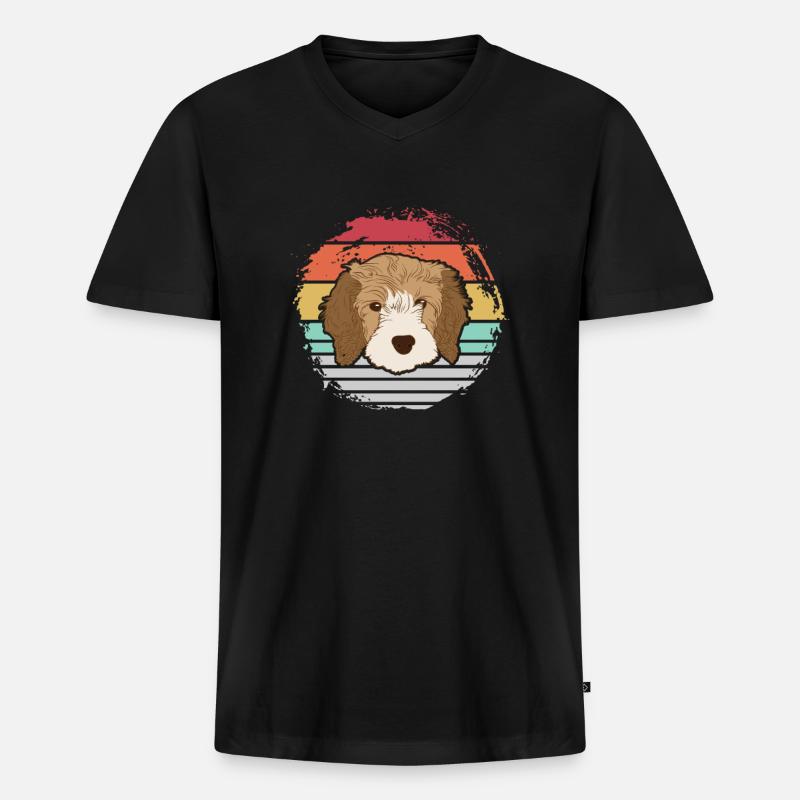 Cavapoo Hund - Männer Premium Bio T-Shirt mit V-Ausschnitt - Schwarz