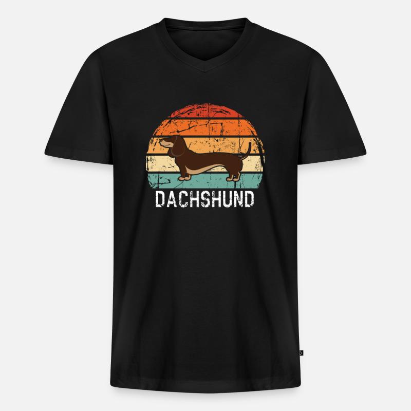 Dackel Dachshund - Männer Premium Bio T-Shirt mit V-Ausschnitt - Schwarz