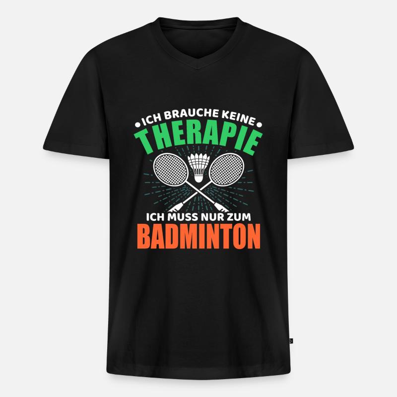 Badminton - Männer Premium Bio T-Shirt mit V-Ausschnitt - Schwarz