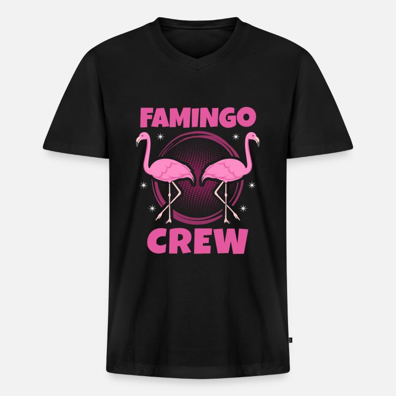 Flamingo - Männer Premium Bio T-Shirt mit V-Ausschnitt - Schwarz
