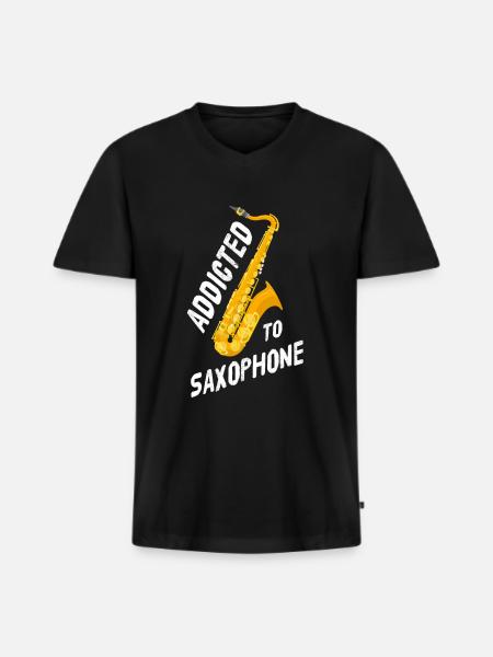 saxophone - T-shirt encolure en V Premium bio Homme - noir
