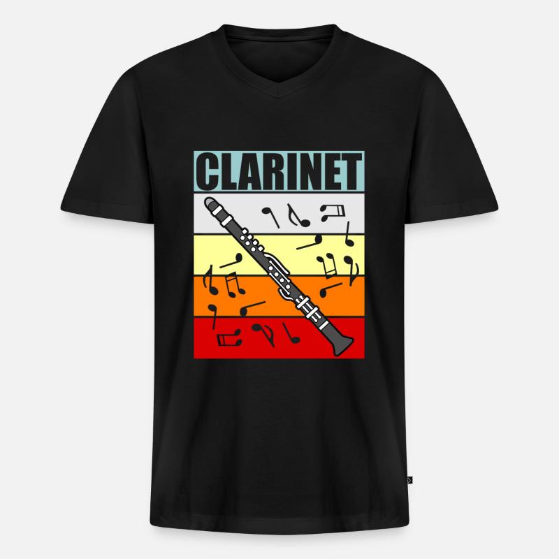 Klarinette - Männer Premium Bio T-Shirt mit V-Ausschnitt - Schwarz