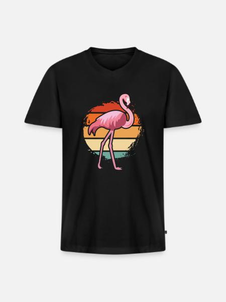 Flamingo - Men's Premium Organic T-shirt with V-neck - black
