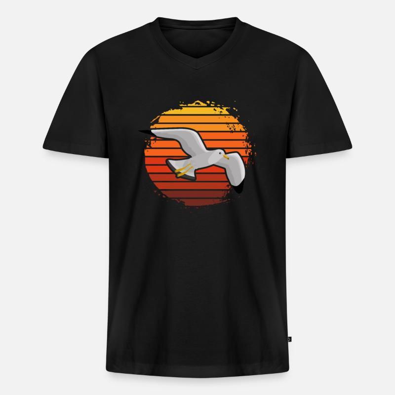 Möwe Wasservogel Shirt Geschenkidee - Männer Premium Bio T-Shirt mit V-Ausschnitt - Schwarz