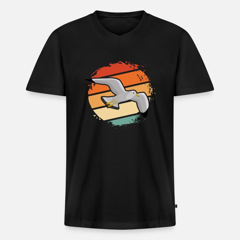 Möwe - Männer Premium Bio T-Shirt mit V-Ausschnitt - Schwarz