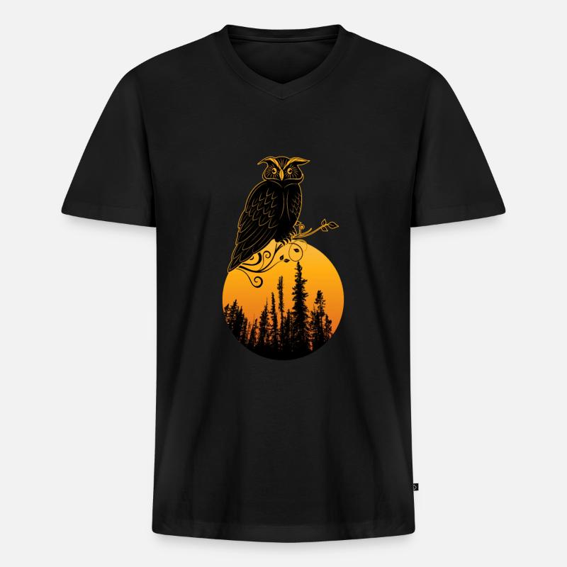 Eule Vogel Nette Geschenkidee - Männer Premium Bio T-Shirt mit V-Ausschnitt - Schwarz