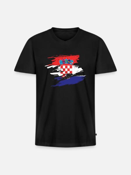 Kroatien - Männer Premium Bio T-Shirt mit V-Ausschnitt - Schwarz