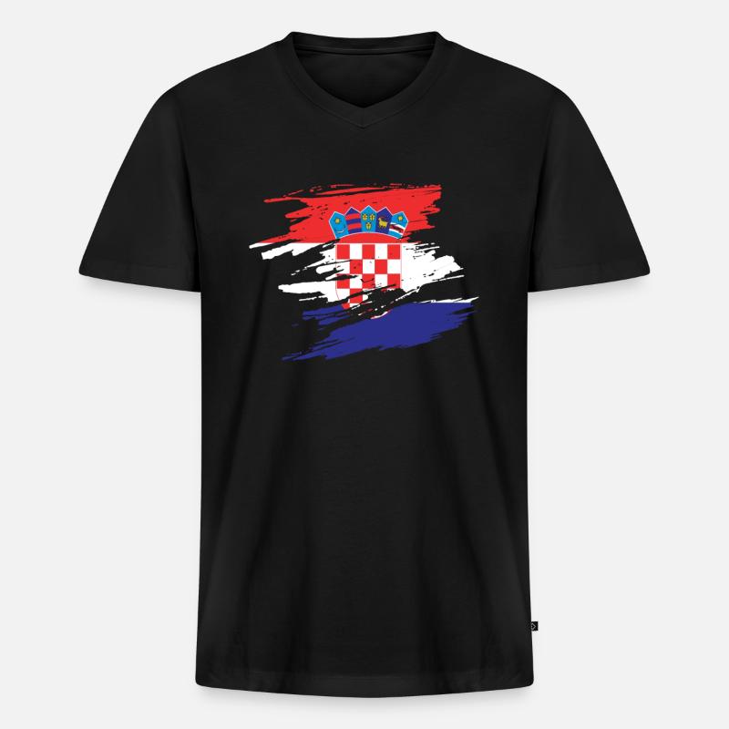 Kroatien - Männer Premium Bio T-Shirt mit V-Ausschnitt - Schwarz