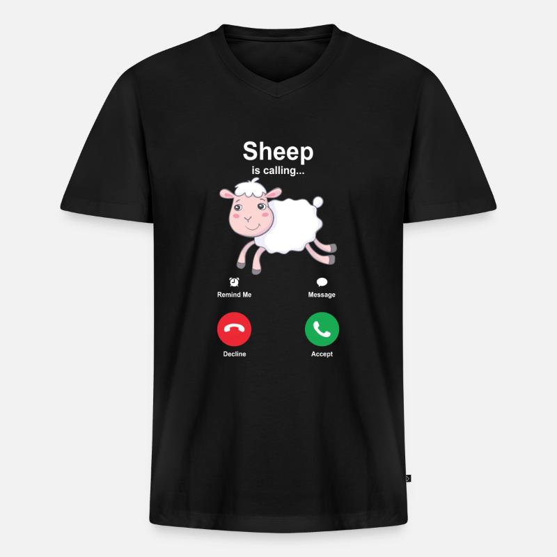 Schaf - Männer Premium Bio T-Shirt mit V-Ausschnitt - Schwarz