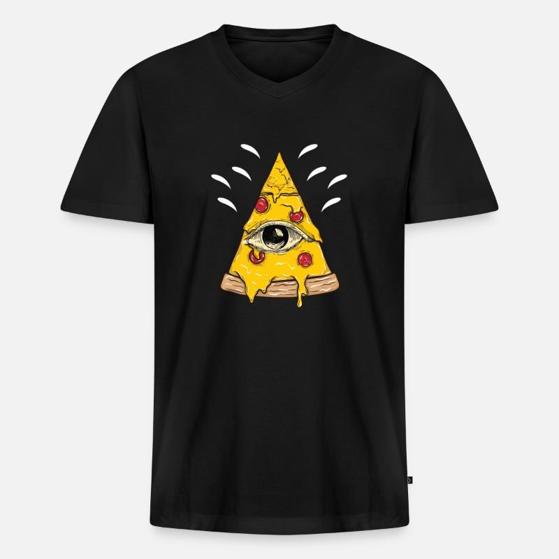 Pizza - Männer Premium Bio T-Shirt mit V-Ausschnitt - Schwarz