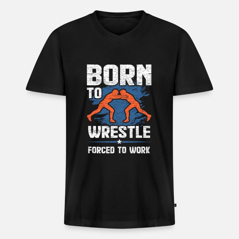 Ringen - Männer Premium Bio T-Shirt mit V-Ausschnitt - Schwarz