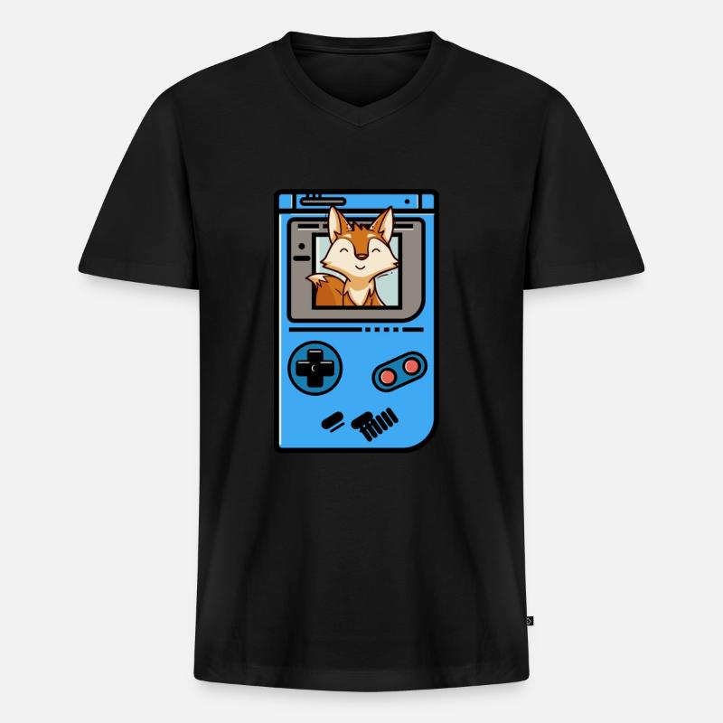 Fuchs - Männer Premium Bio T-Shirt mit V-Ausschnitt - Schwarz