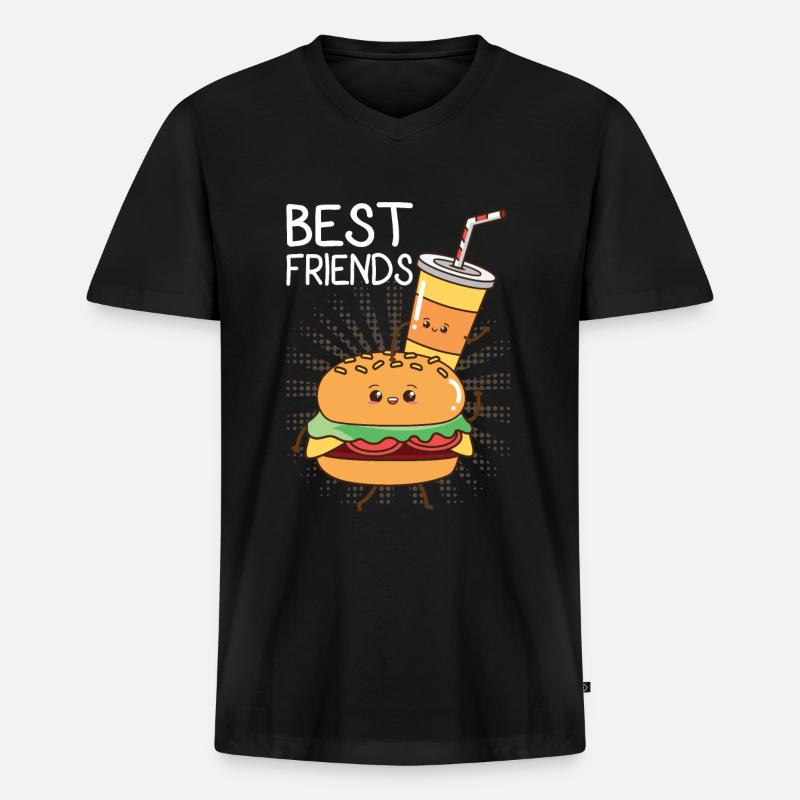 Burger Hamburger - Männer Premium Bio T-Shirt mit V-Ausschnitt - Schwarz