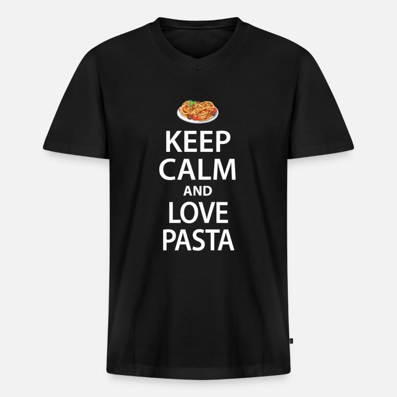 Pasta - Männer Premium Bio T-Shirt mit V-Ausschnitt - Schwarz