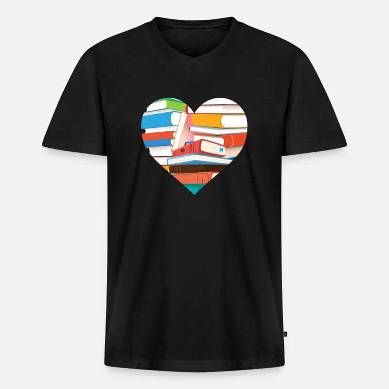 Buch - Männer Premium Bio T-Shirt mit V-Ausschnitt - Schwarz