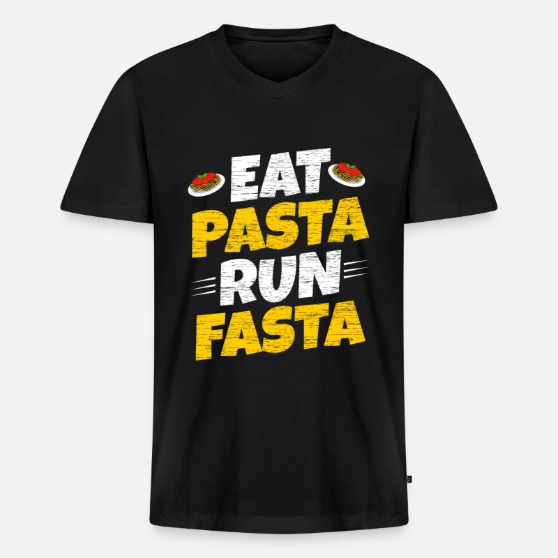 Pasta - Männer Premium Bio T-Shirt mit V-Ausschnitt - Schwarz