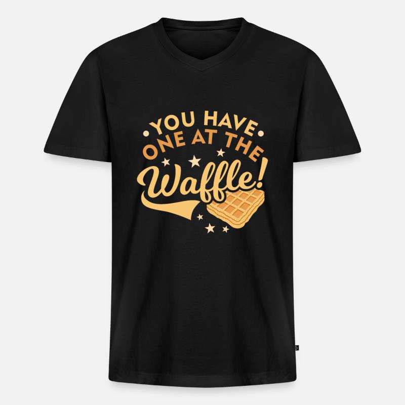 Waffel - Männer Premium Bio T-Shirt mit V-Ausschnitt - Schwarz