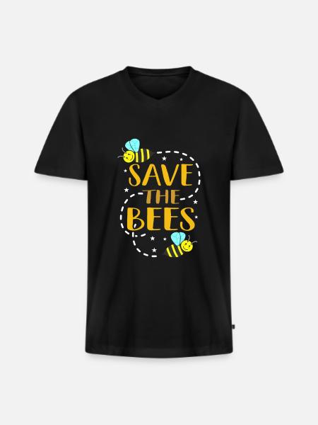 Bees - Men's Premium Organic T-shirt with V-neck - black