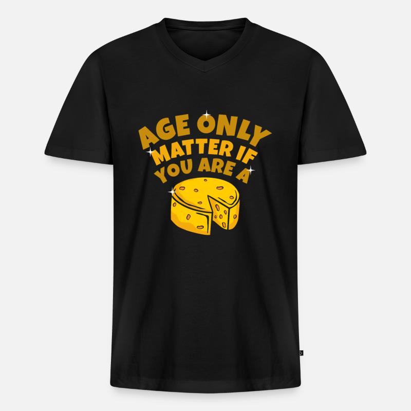 Käse - Männer Premium Bio T-Shirt mit V-Ausschnitt - Schwarz