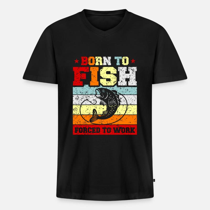 Fischen - Männer Premium Bio T-Shirt mit V-Ausschnitt - Schwarz
