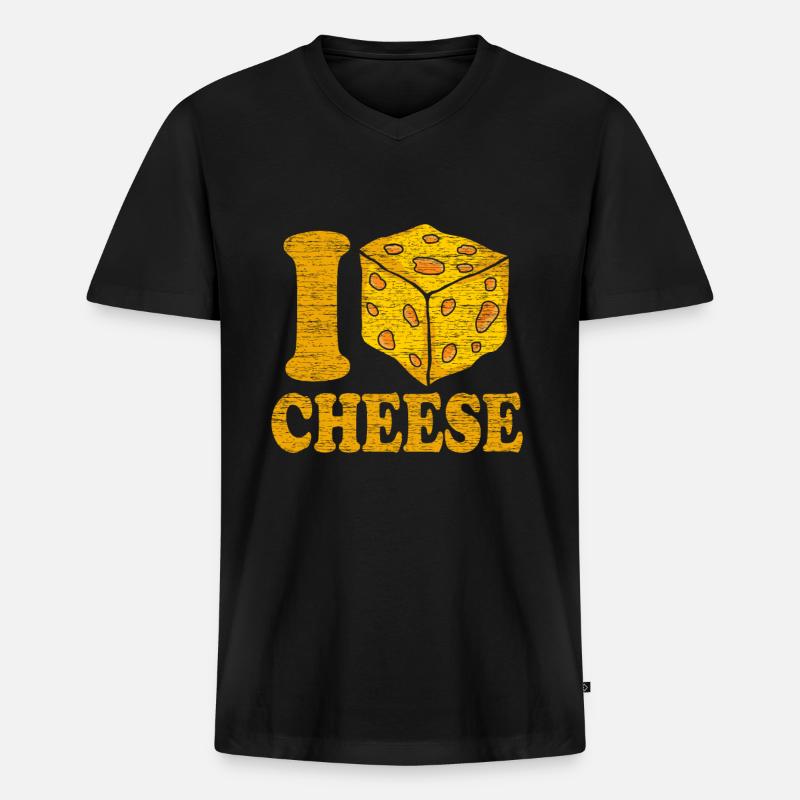 Käse - Männer Premium Bio T-Shirt mit V-Ausschnitt - Schwarz