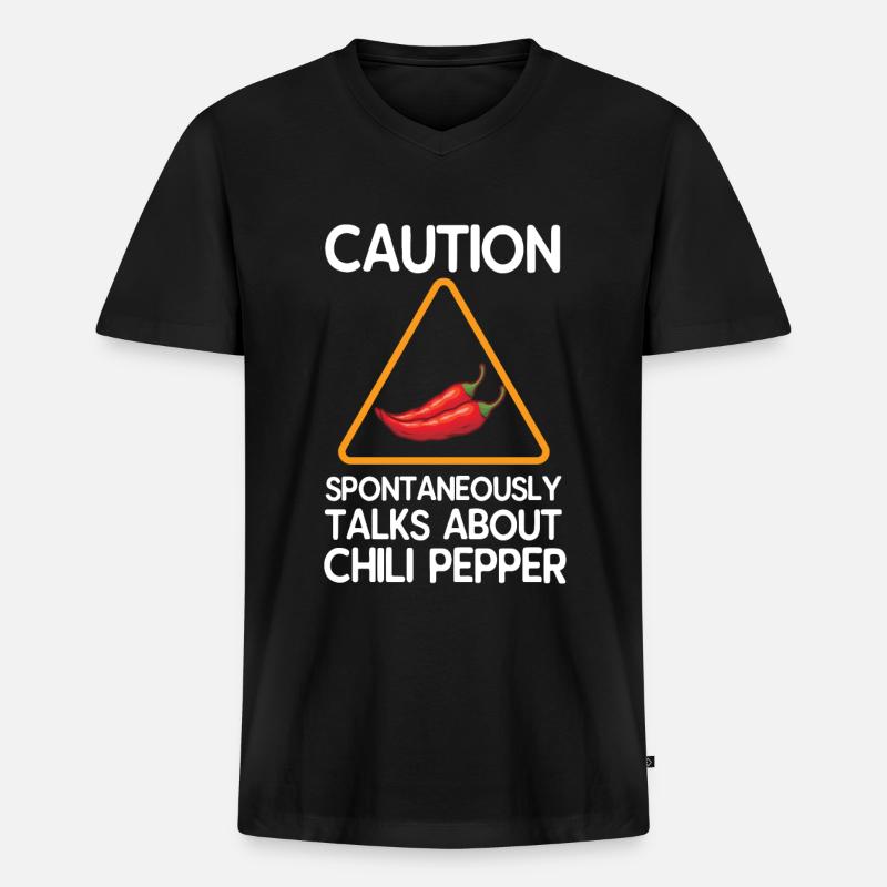 Chili Pfeffer - Männer Premium Bio T-Shirt mit V-Ausschnitt - Schwarz
