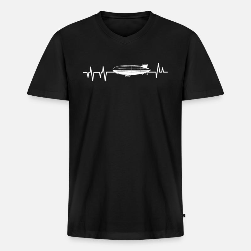 Zeppelin - Männer Premium Bio T-Shirt mit V-Ausschnitt - Schwarz
