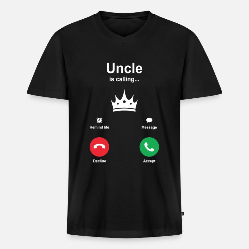Onkel - Männer Premium Bio T-Shirt mit V-Ausschnitt - Schwarz