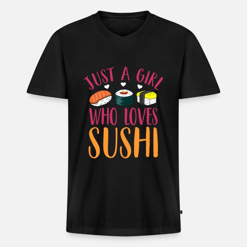 Sushi - Männer Premium Bio T-Shirt mit V-Ausschnitt - Schwarz