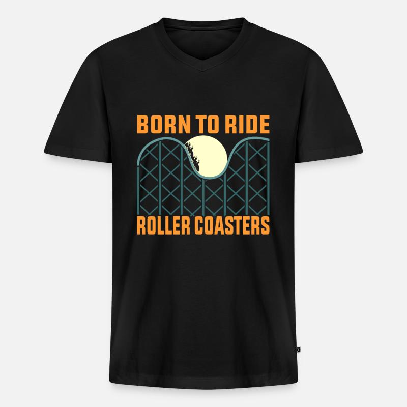 Achterbahn - Männer Premium Bio T-Shirt mit V-Ausschnitt - Schwarz