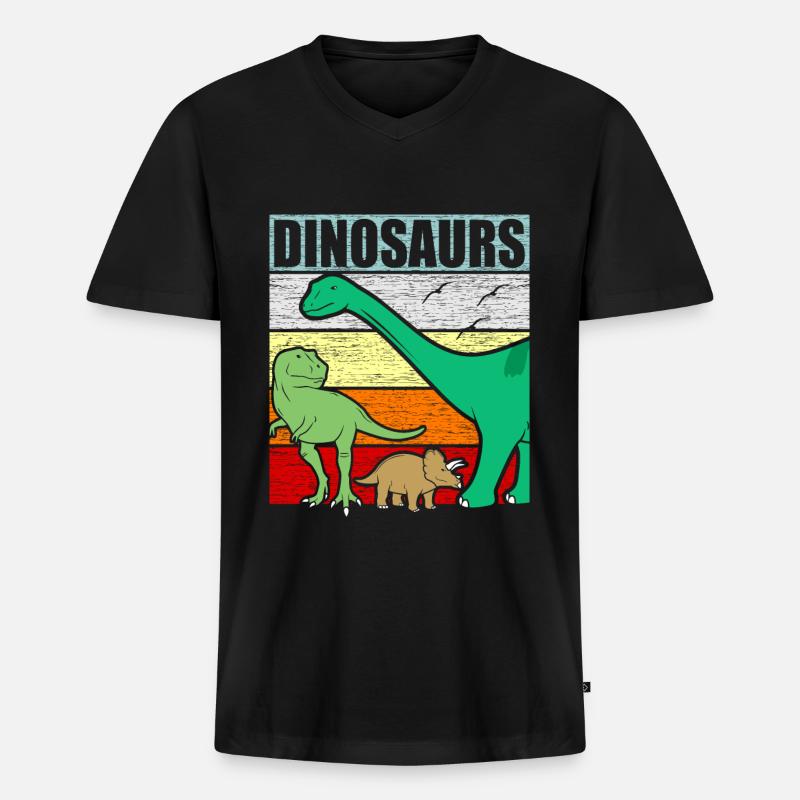 Dinosaurier - Männer Premium Bio T-Shirt mit V-Ausschnitt - Schwarz
