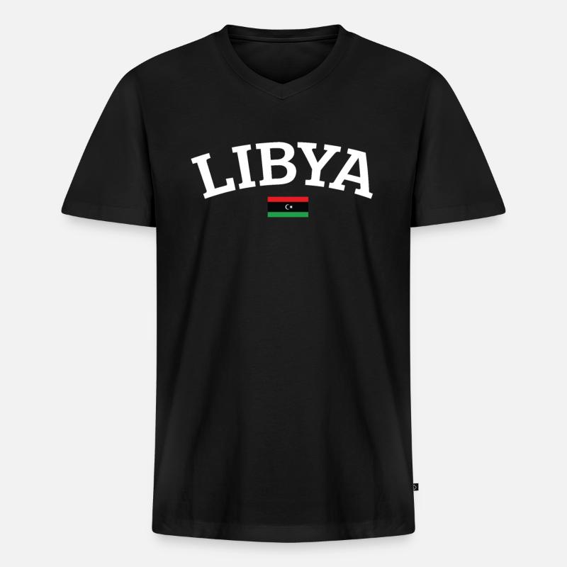 Libyen - Männer Premium Bio T-Shirt mit V-Ausschnitt - Schwarz