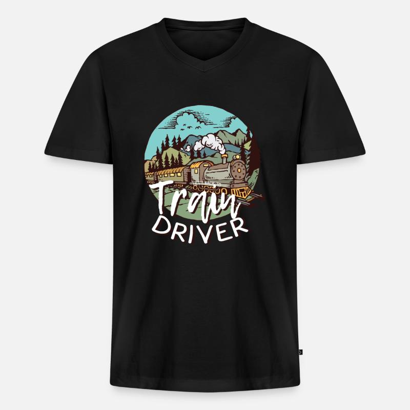 Zug - Männer Premium Bio T-Shirt mit V-Ausschnitt - Schwarz