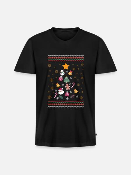 Noël - T-shirt encolure en V Premium bio Homme - noir
