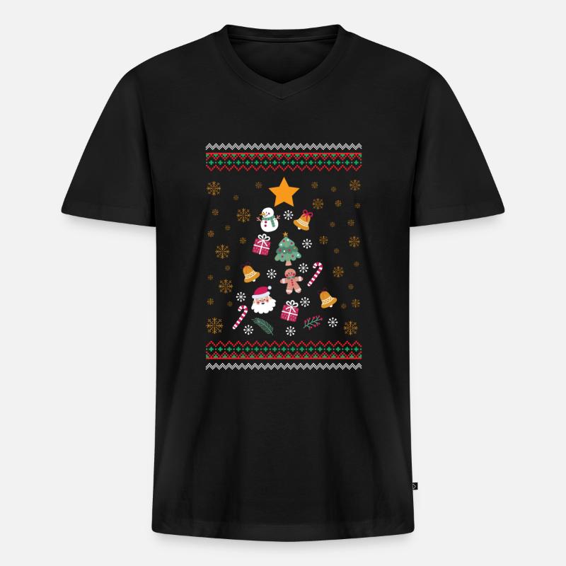 Weihnachten - Männer Premium Bio T-Shirt mit V-Ausschnitt - Schwarz