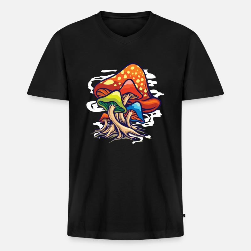 Pilz - Männer Premium Bio T-Shirt mit V-Ausschnitt - Schwarz